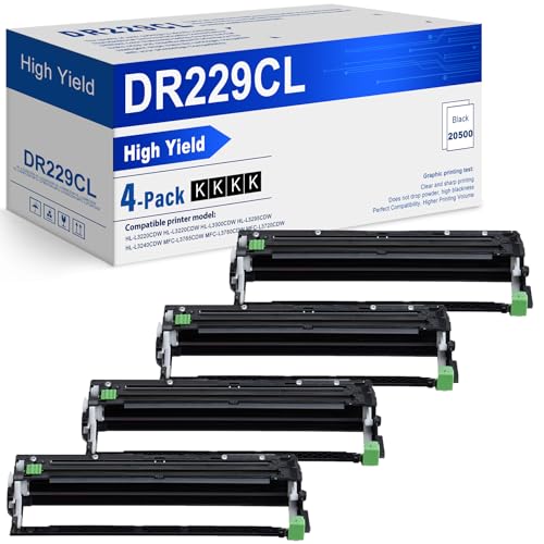 Image of 4 Pack DR229CL DR-229CL Drum Unit Replacement for Brother DR 229CL DR229 Drum for MFC-L3780CDW MFC-L3720CDW HL-L3280CDW HL-L3220CDW MFC-L3765CDW Printer (Only Drum, Not Toner)