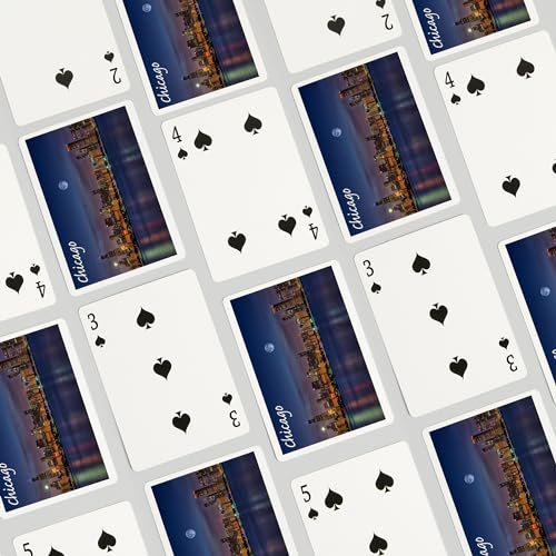 Baraja de Poker Lantern Press Chicago Skyline Noche miniatura 4