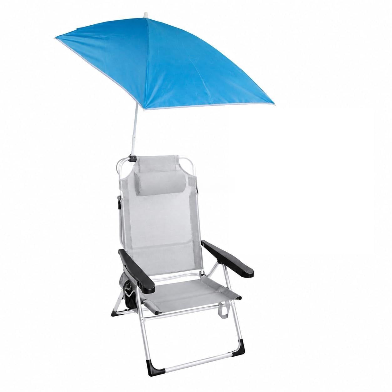 Pincho Sombrilla Tipo Vela Silla de Playa con rotacion 360 Grados y Doble posicion de Anclaje, Proteccion Solar UPF, Estructura Ligera Plegable Ideal para Pescar Leer y Actividades al Aire Libre