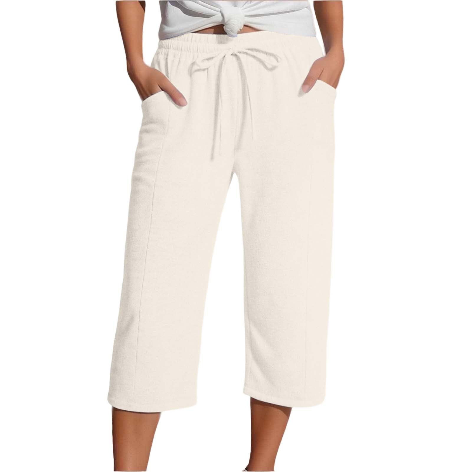 Pantalones Mujer Verano Frescos 3/4 Pantalon Pirata Talla Grande Pantalón Deportivo Shorts Respirable Moderno Pantalones Cortos Palazzo Bolsillos Urbano Short Yoga Jogger Corre Playa Vacaciones S-XXL