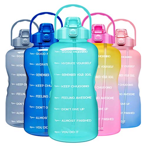 Venture Pal 1 Gallon Large Motivational Sports Water Bottle with Time Marker & Straw, Leakproof BPA Free Reusable Fitness Water Jug for Gym,Work and Outdoor Sports-Mint Green