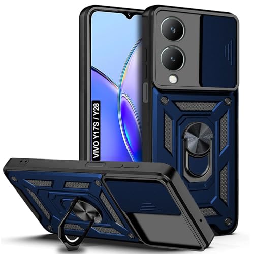 Image of AIBEX Back Cover for Vivo Y28 5G / Vivo Y17s 4G | D10 Tough Armor Case | Sliding Camera Shield | 360 Protection | Kickstand Ring Holder | Military-Grade Shockproof Bumper Case