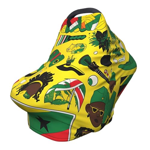 XZDHYZ Jamaican Elements Versatile full-print Stroller Chair Cover/Nursing Cover, specially designed for your baby, Black