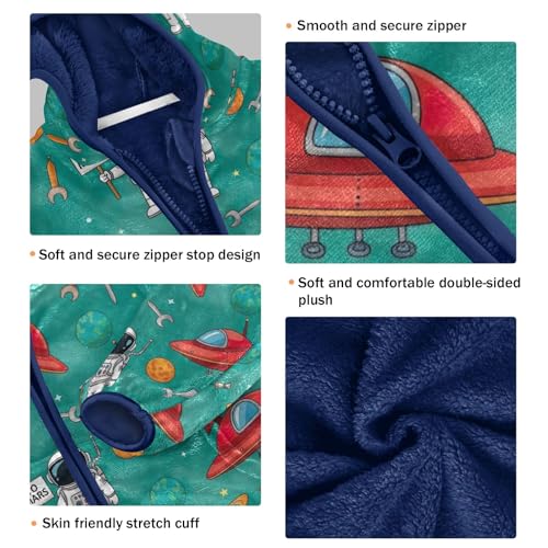 CHIFIGNO Cartoon Astronauts Toddler Snow Jacket, Toddler Boys Zip up Jacket Thick for Fall Winter Spring 3T3