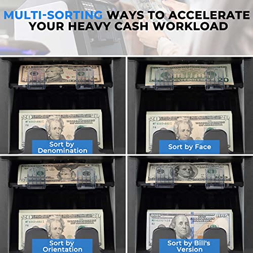 Image of MUNBYN IMC08 Dual Money Counter Machine Mixed Denomination with Reject Pocket, Value Counting, Counterfeit Detection 2 CIS /UV /MG /IR, Sort&Print Enabled Cash Counter, Mixed Bill Counter (White)