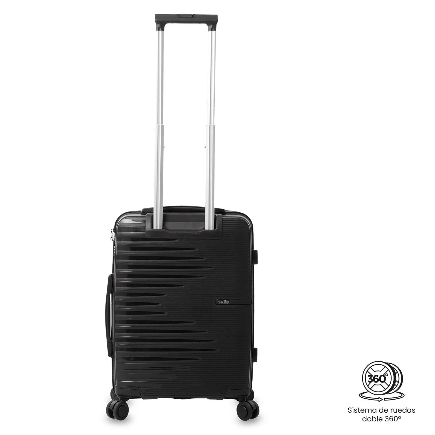 TOTTO - Maleta Cabina Real Madrid, 35.5 x 47 x 21.5 cm, Capacidad 35L, Maleta de Viaje rígida Resistente a Impactos, Ruedas 360º, Manija Telescópica, Correas Internas, Candado 3 Dígitos, Color Negro