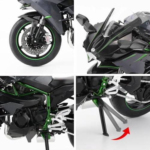 Image of Big 1:9 Kavasaki Ninja H2R DieCast Bike Model, Suspension and Hand Free Roller, Toy Motorcycle Collection with Music Lighting Toy for Kids [1:9 Big Kavasaki]