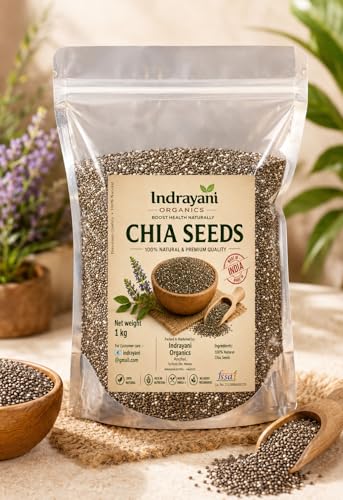 Image of Indrayani Organics Chia Seeds 1kg | Raw & Natural Chia Seeds | Rich in Omega-3, Fiber & Protein | Healthy Superfood