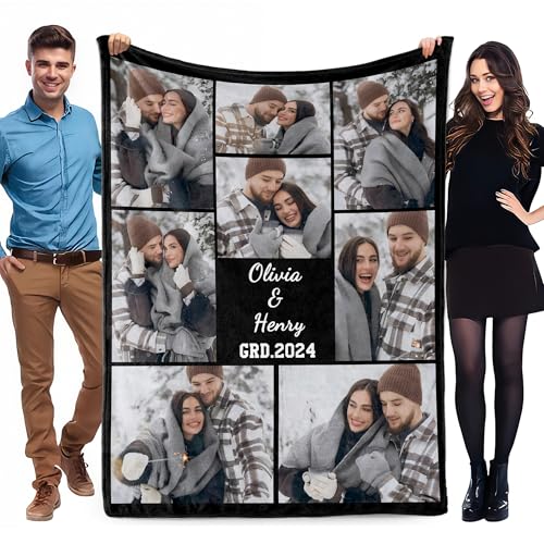 WMDIY Personalisierte Decke mit Foto, Kuscheldecke mit Foto Schreibstil...
