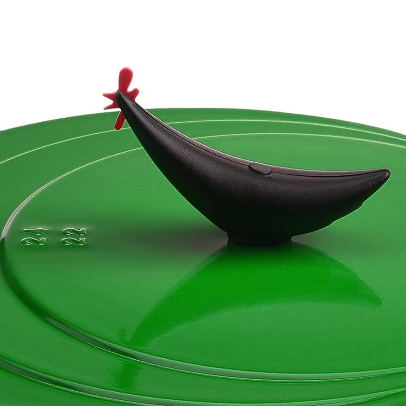 VIRSUS Coperchio Girafrittate Antiaderente 561, Diametro 32 cm, Coperchio in Acciaio Inox, Maniglia a forma di Gallo, Adatto per Pentole e Padelle, Coperchi per Frittate, Crèpes, Omelette (Verde)