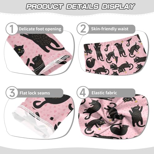 Black Cute Hearts Girls' Leggings Toddler Doodles Pink Cat Kids Yoga Pants Dance Active Tights 4T3