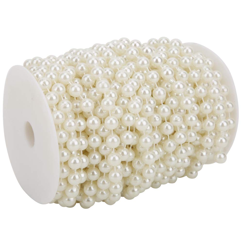 Wakects Guirlande de Perles Blanches, 20 M, 10 mm, ABS, pour Mariage et Travaux Manuels, Beige