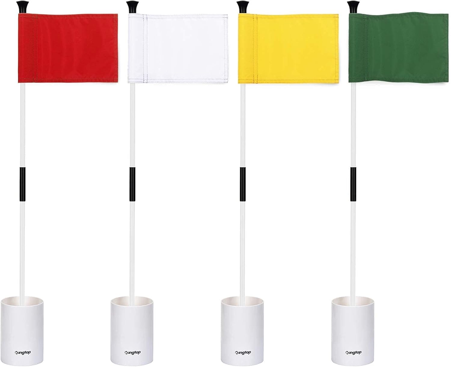 KINGTOP Golf Flagstick Mini, Putting Green Flag for Yard, 3 Feet Flagpole 2-Section Design, Golf Pin Flags Hole Cup Set, 6" Putting Cup, 4-Pack