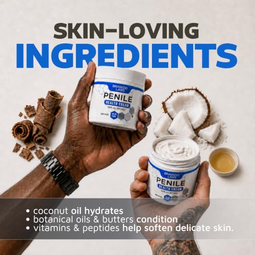 Image of Premium Penile Health Creme for Men with Coconut Oil, CoQ10, and Allantoin | Daily Moisturizer Penile Cream to Relieve, Restore and Support Dry Skin, Redness, Chafing, Sensitivity - 4oz
