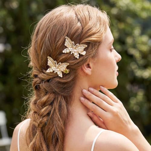 Pinzas para cabello en forma de mariposa dorada pack 2 miniatura 5