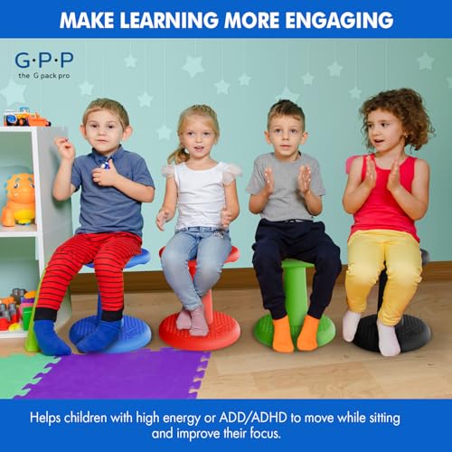 Image of Gpack-pro Kids Wobble Stool 2-Pack - Improves Focus Attention - Non-Slip Base - Wiggle Chair Active Flexible Seating for Preschool Kindergarten Elementary School Party 15.3-Inch High (Blue)