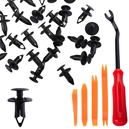 Gekufa 7661855 Plastic Fender Clips Body Rivets 100PCS with Fastener Remover & Panel Removal Tool Kit Compatible with Polaris Ranger RZR Sportsman Kawasaki Teryx Honda ATV UTV, 8mm Push Pins