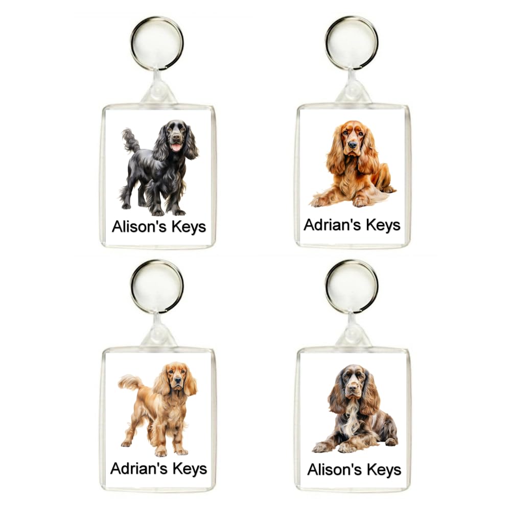 Key Expressions Brown Personalised Cocker Spaniel Dog Keyring/Bag Tag - Four Designs Available