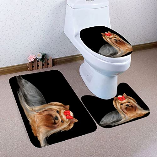 Badematte Yorkshire Terrier Tierhund Badematten Set rutschfest Waschbar Badgarnitur 3teilig - WC Deckelbezug U-förmigen… – Bild 7
