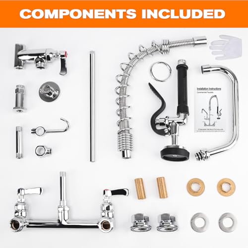 Image of 21 inch Height Commercial Faucet with Sprayer Commercial Sink Faucet