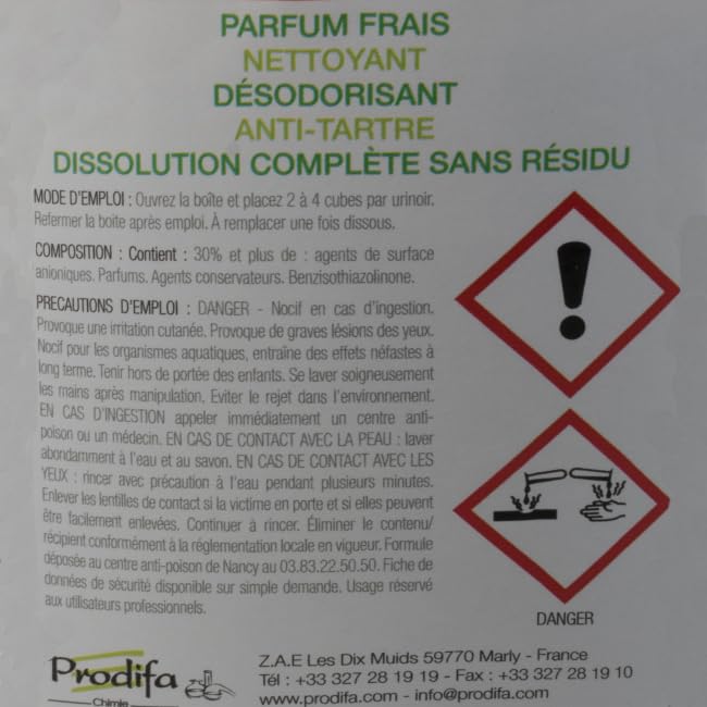 Cube urinoir 25 GR nettoyantes et désodorisantes sans paradichlorobenzène - Pot 1KG