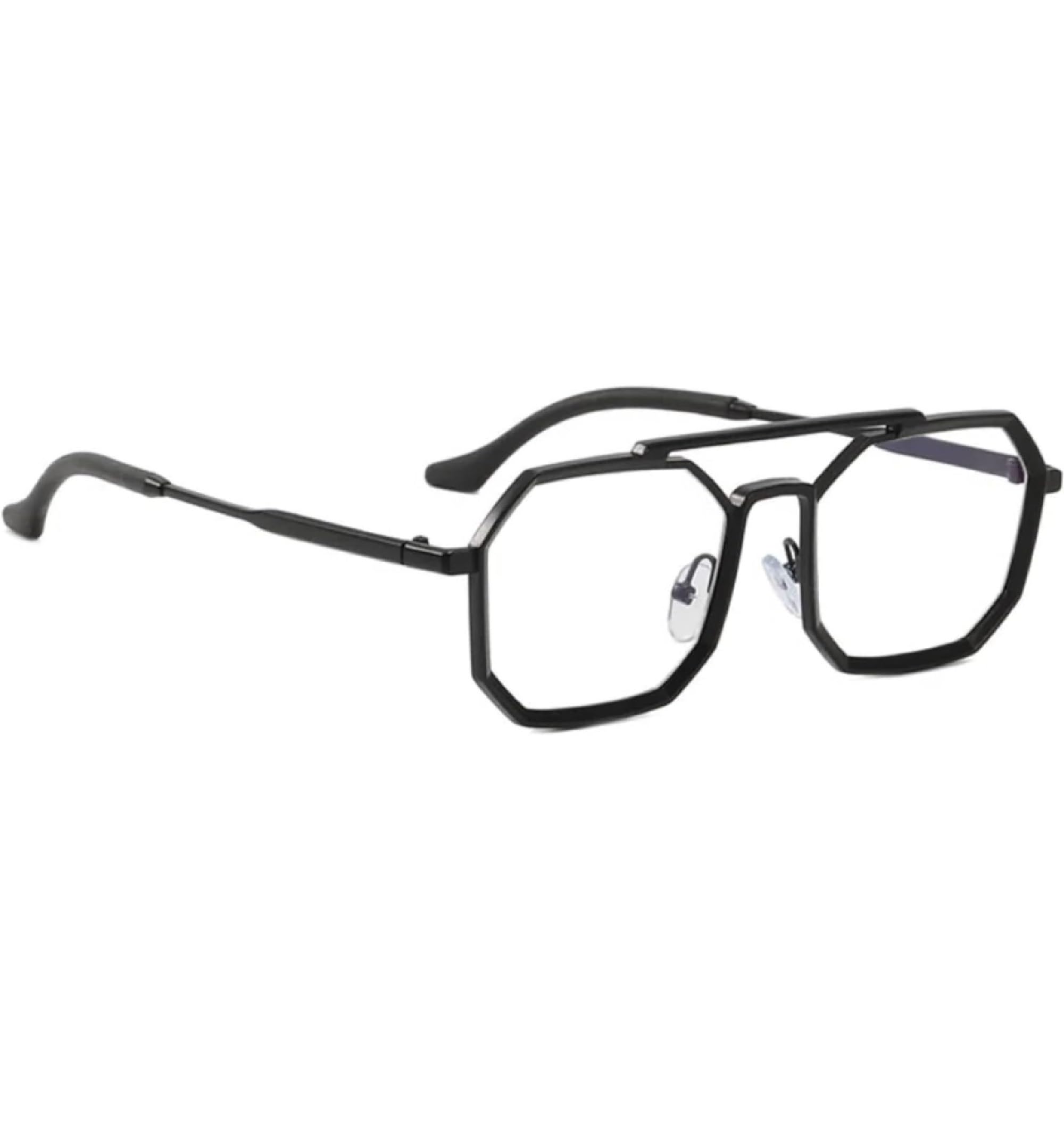 ARICKS Zero Power Blue Cut Computer Glasses | Anti Glare, Lightweight & Blocks Harmful Rays | 100% UV Protected | Full Rim hexagonal | For Men & Women | Medium