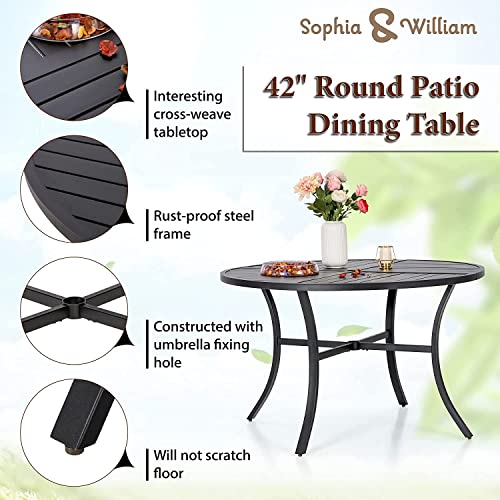 Image of Sophia & William Outdoor Dining Set Patio Dining Set for 4 Round Patio Table and Chairs Set 5 Pieces with Swivel Patio Chairs 42 inch Metal Table for Garden Pool All Weather Brown