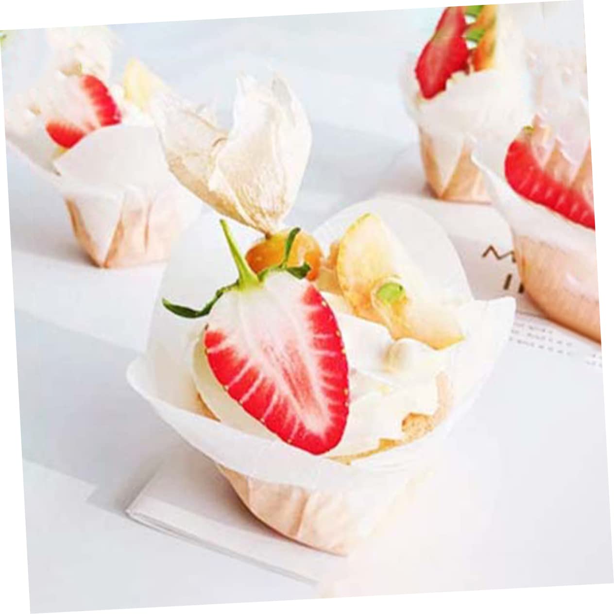 HEMOTON 400 Stk Kleine Kuchen Öl Beständiges Papier Backförmchen Papier Weihnachtsgeschenkpapier Pergamenteinlagen Halter Für Pappbecher Fettdichte Pappbecher Backbecher Weiß Weihnachten