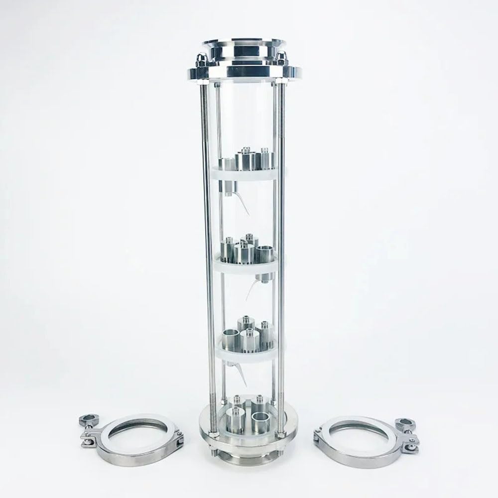 Colonna Di Distillazione, Colonna Di Distillazione OD91 Da 3" (76 Mm) Con 4 Piastre A Bolle In Acciaio Inossidabile 304 For Distillazione, Colonna Di Rettifica In Vetro A 4 Strati Argento(SET 2)
