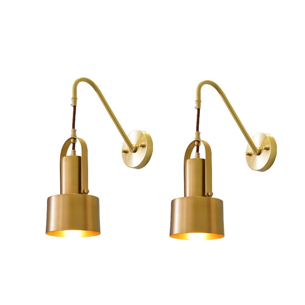 HPTHLY Wall Mounted Light Nordic Post- Copper Restaurant Wall Lamp Bedroom Single Head Personality Creative Brass Wall Lamp For Reading The Study Pure Copper(2 Packs)