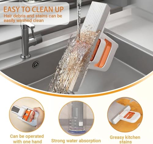 Image of PAXCOO Mini Foldable Desktop Mop for Kitchen, Self-Squeeze Handheld Cleaning Tool, Portable Space-Saving Cleaner, Wet and Dry Cleaning Tool for Home, Kitchen, Bathroom, Floor, Mirror, Car & Office