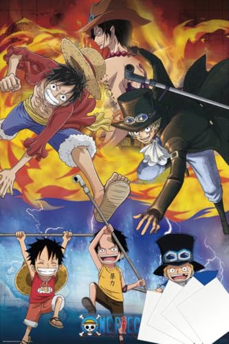 POSTER STOP ONLINE One Piece - Manga/Anime TV Show Poster (Ace, Sabo & Luffy) (Size: 24' x 36') (Poster & Poster Strip Set)