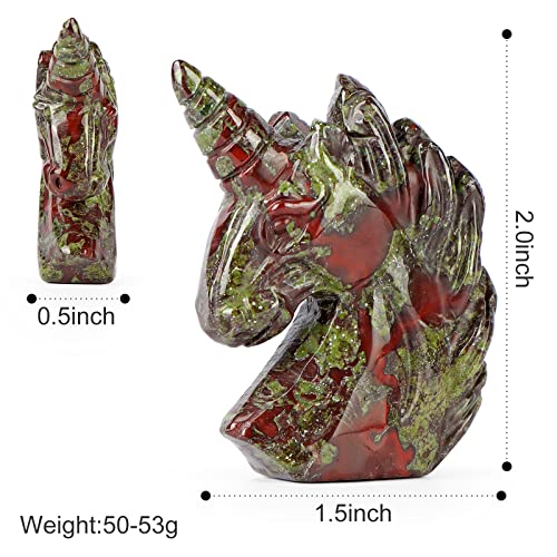 Estatua de Unicornio en Piedra Dragon Blood Stone 2 pulgadas miniatura 3