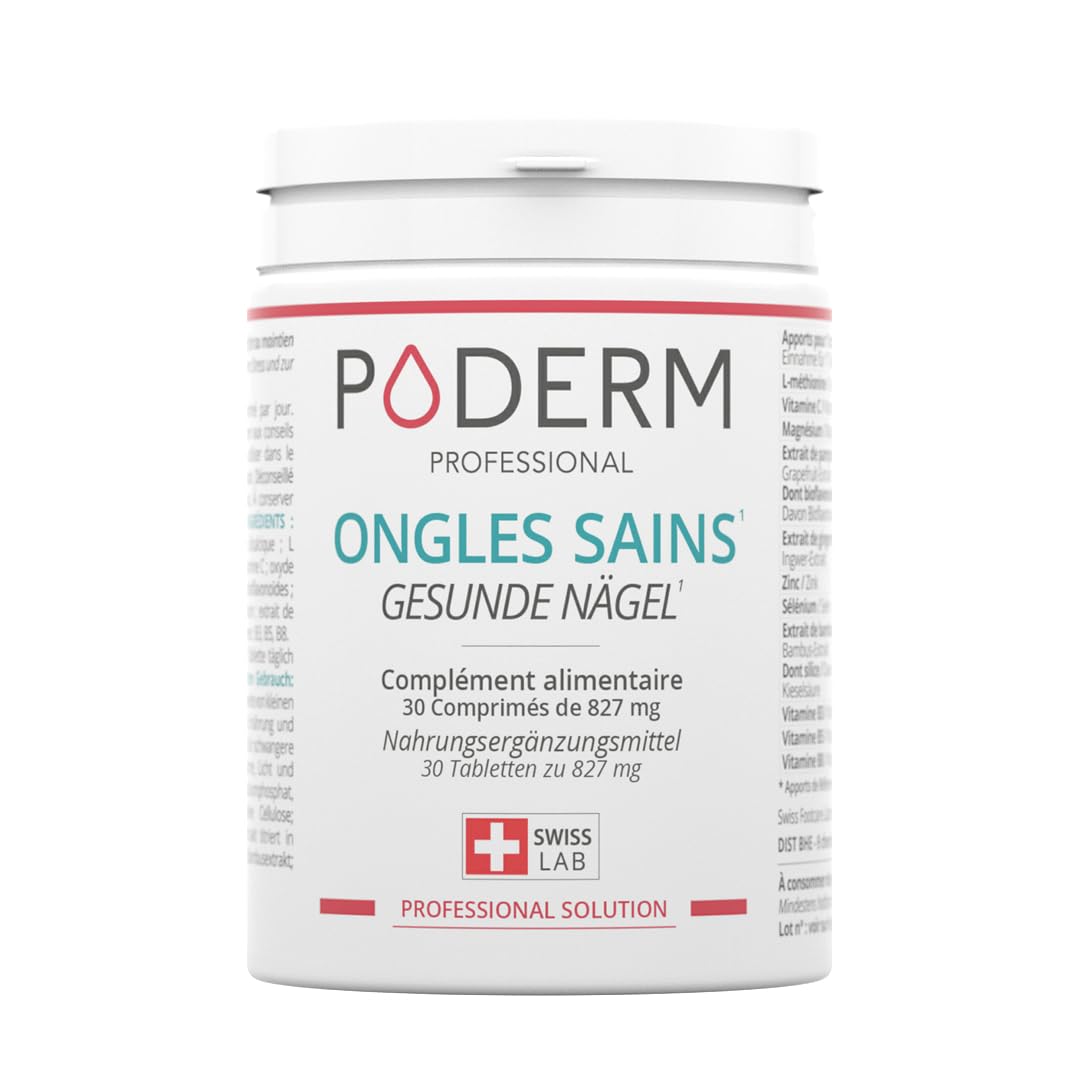 PODERM - ONGLES SAINS COMPLEMENT ALIMENTAIRE 30 jours| Répare et fortifie l’ongle | Cure professionnelle pied/main | Facile & rapide | Swiss Made