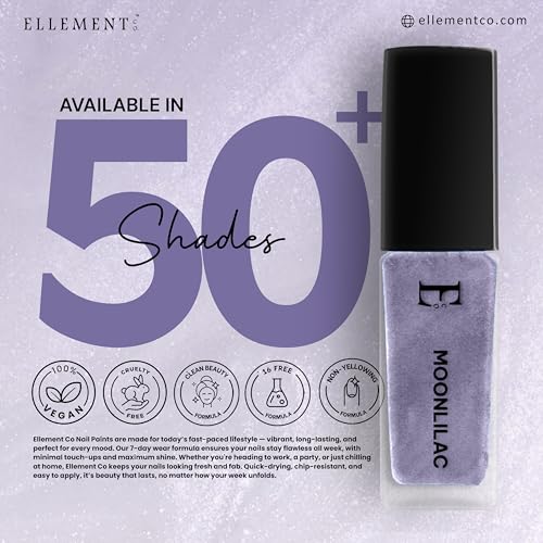 Image of MOONLILAC Vegan Nail Polish Lavender Color | Long Lasting Chip Resistant Formula | Quick Dry Glossy Finish | Non Toxic & Cruelty Free Nail Paint for Women | 10 ml