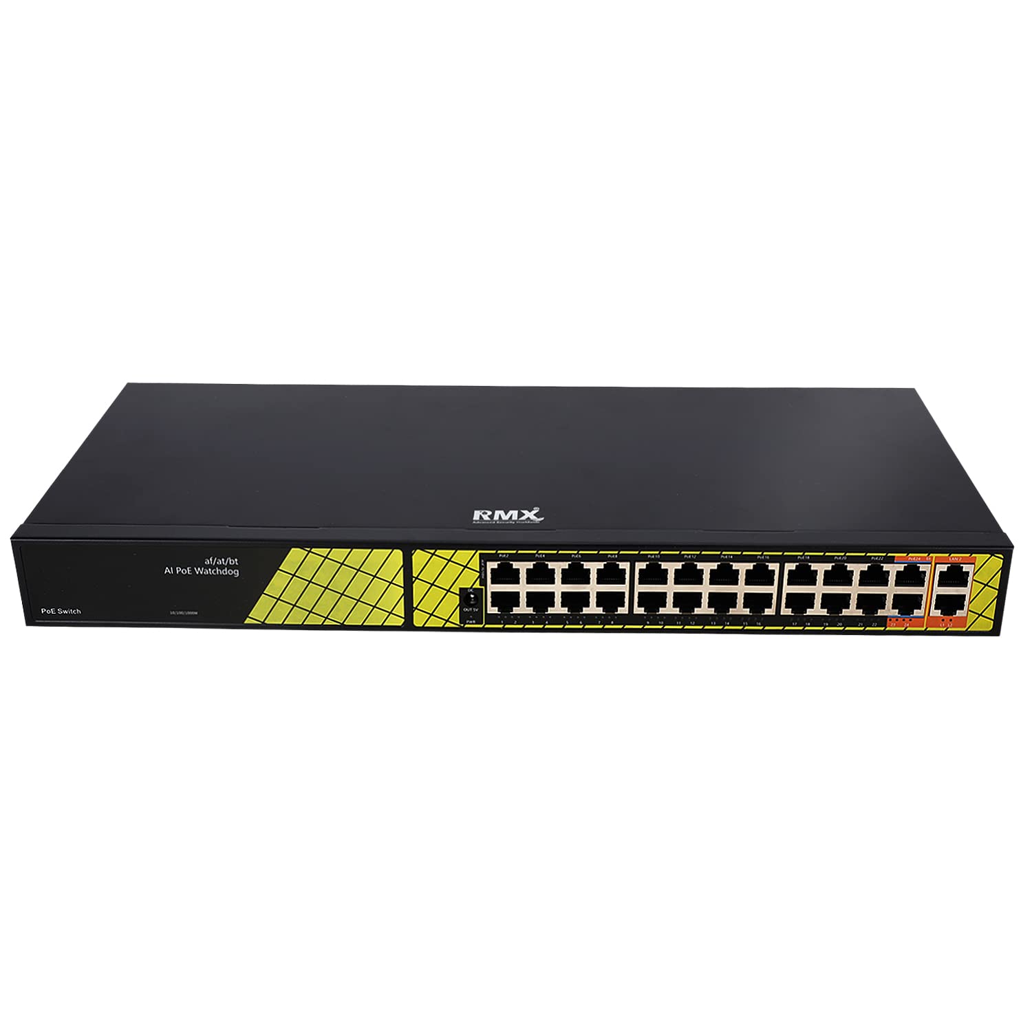 RMX 4/8/16/-AI Port Fast Ethernet PoE++ Switch Support 10/100M with AF/at/BT 2-Port Network Uplink Port 802.3af/at Built-in DC48V Power Supply 820ft & 250m Data Transmission (24 Channel)-image-34