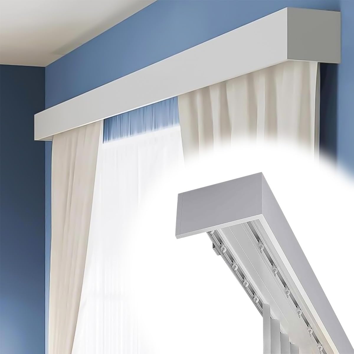 Boîte à cantonnière acoustique 3 en 1 avec tige à double rail – Solution de cinéma maison insonorisée, design mur/plafond, installation facile pour les intérieurs modernes
