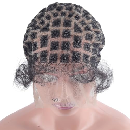 AHANDMAKER 1Pc Double Full Lace Crochet Wig Cap Breathable Lace Cap For Wig Making And Daily Use 9.25x10.63 Inches For Women Black Hair Halloween Christmas Beauty Decor Brown