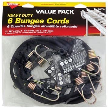 Keeper Black Bungee Cord Set assorted in. L x 0.315 in. 6 pk