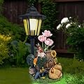 Muzzysse Rooster Statues Outdoor Solar Sculptures with Solar Lights and Flowerpot Funny Garden Decor Animal Figurines Resin Outdoor Statues for Patio Yard Lawn Balcony Grandma Mom Gifts