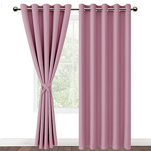 DWCN Vorhang Blickdicht Verdunkelungsgardinen mit Ösen 2 Stücke Thermogardine für Wohnzimmer, Schlafzimmer, Rosa, 228x167cm(HxB)
