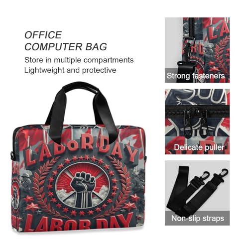 Maletín para laptop 15.6" rojo y negro con asa y correa miniatura 5