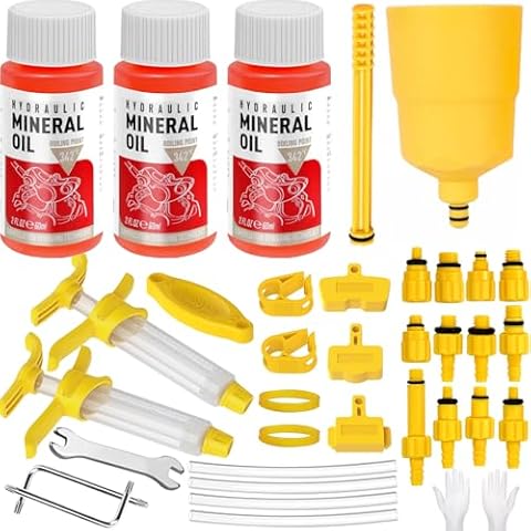 Pmbqifay Brake Bleed Kit for Shimano,TEKTRO, TRP Hydraulic Disc Brakes, with 180 ml Mineral Oil Brake Fluid, Bike Hydraulic Brake Bleed Kit for MTB/Road Bike Brake Cover