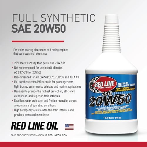 Red Line Aceite Motor Sintético 20W50 1 Galón miniatura 3