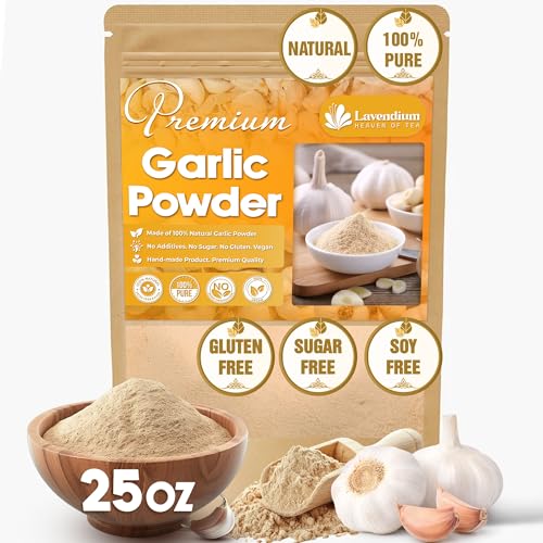 Image of Lavendium, Premium 25oz Garlic Powder, 100% Natural & Pure Ground Garlic, No Additives or Preservatives, Non-GMO, Gluten-Free, Plant-Based & Vegan, Perfect for Cooking, Seasoning & Marinades