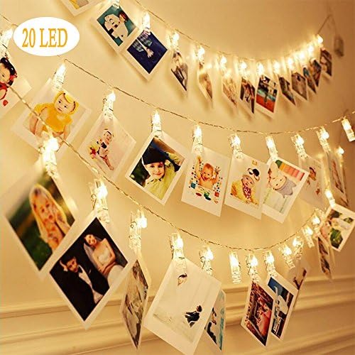 Bluegogo 20 LED Photo Clips String Lights, 3 Modes Fairy Twinkle Lights for Home Decor Gifts Wedding Decor Gift Party Decor, Graduation Photo Clips (7.5 Ft, Warm White)