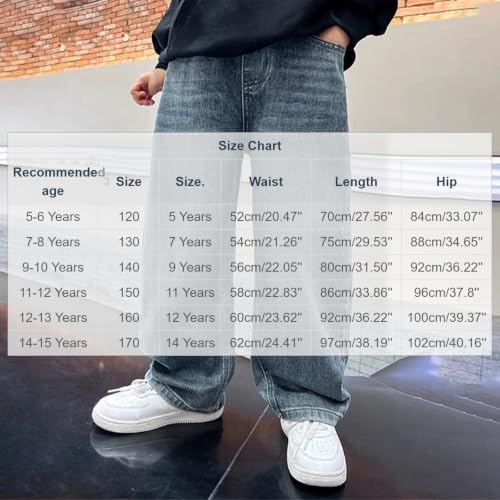 VBTAPA Bootcut Jeans Boys Baggy Jeans Streetwear Trendy Wide Leg Denim Pants Straight Leg Elastic Waist Loose Denim Pant with Pockets 2026 Blue 5 Years - image 4