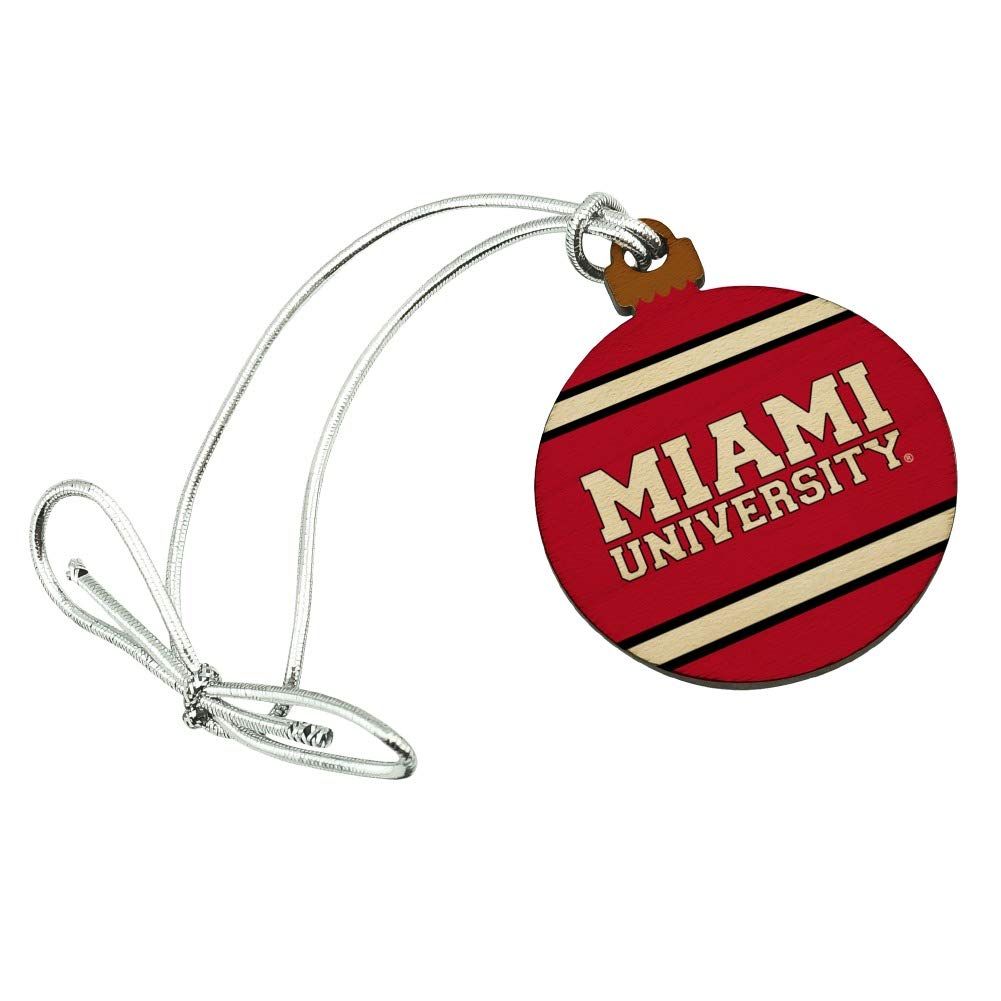 GRAPHICS & MORE Miami University Stripes Mini Small Tiny Wood Christmas Tree Holiday Ornament