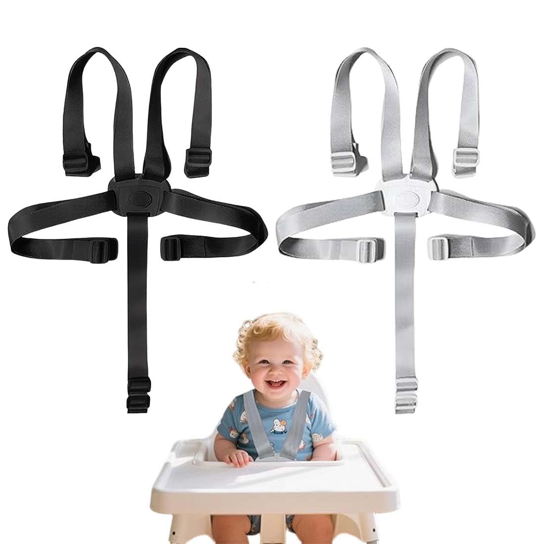 Cojín para trona Cam, trona Chicco Polly, arnés de seguridad universal para trona, cinturón de seguridad ajustable de cinco puntos de dos piezas para tronas y cochecitos