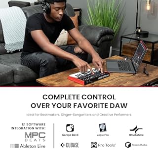 Akai Professional MPK Mini MK3 - 25 Key USB MIDI Keyboard Controller with 8 Backlit Drum Pads, 8 Knobs and Music Production Software and Native Instruments Sound Package (NKS Integration)